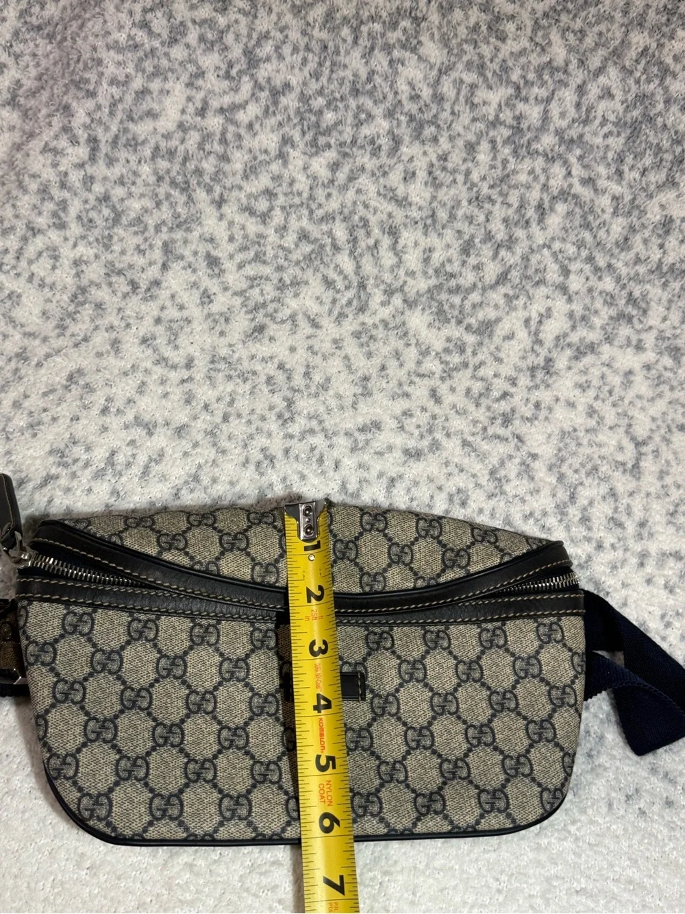 Gucci Brown/Tan GG Canvas Belt Bag with Navy Strap